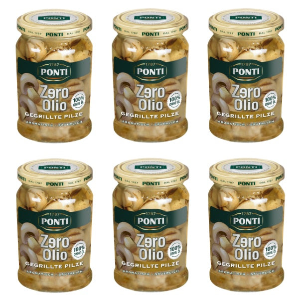 6x300g Ponti Zero Olio Eingelegtes Gemüse Gegrillte Pilze