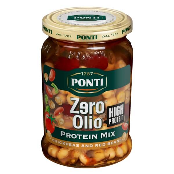 Ponti Zero Olio Protein Salat Eingelegtes Gemüse Kichererbsen im 285g Glas