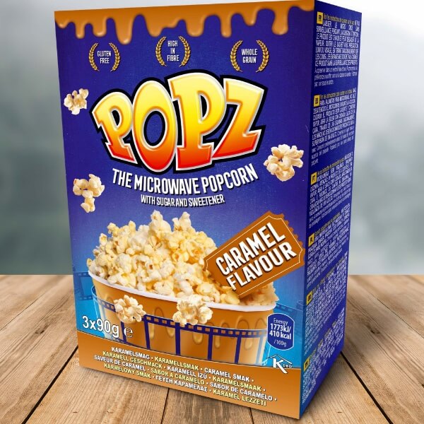 POPZ Mikrowellen Popcorn Karamell - 270g (SONDERPREIS MHD 30.06.2026)