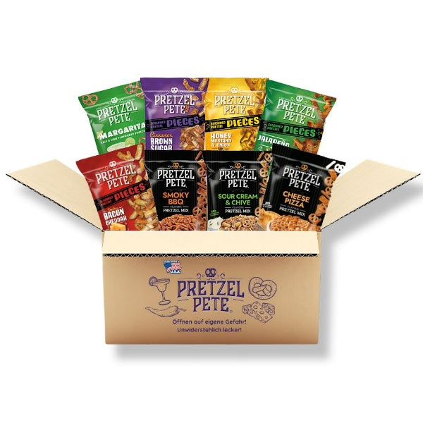 Pretzel Pete Brezel Snack Mixbox mit 8 verschiedenen Sorten in einer Box