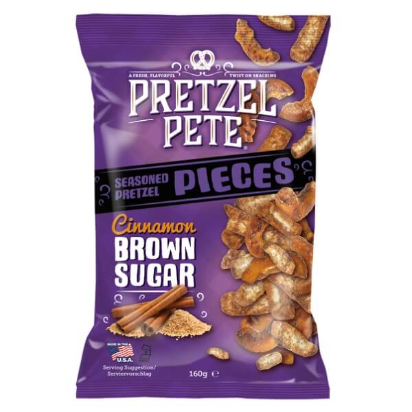 Pretzel Pete Pieces Cinnamon Brown Sugar Brezeln in der 160g Verpackung
