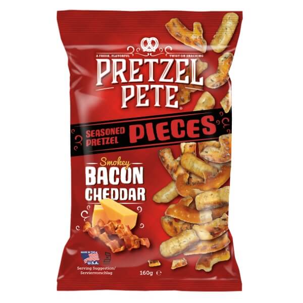 Pretzel Pete Pieces Smokey Bacon Cheddar Brezeln in der 160g Verpackung
