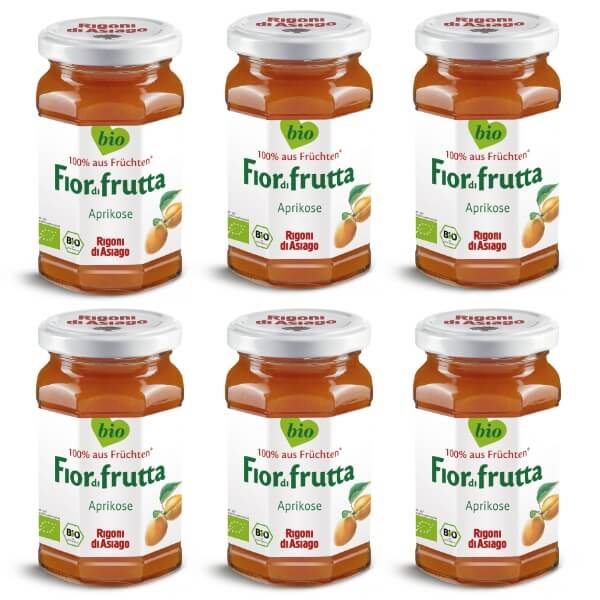 Rigoni Fior di frutta Bio Aprikosen Marmelade im 6er Set