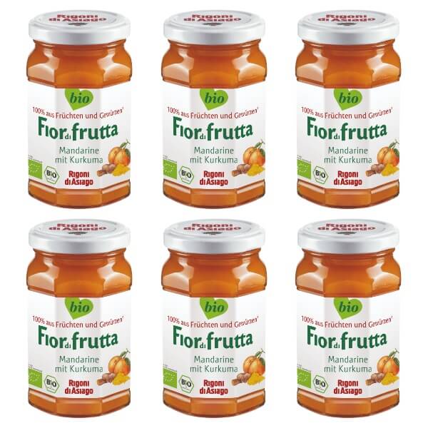Rigoni Fior di frutta Bio Mandarine Kurkuma Marmelade im 6er Set