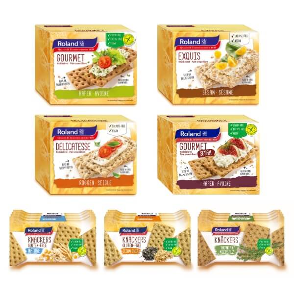 Roland Knäckebrot und Mini-Knäckebrot in verschiedenen Sorten