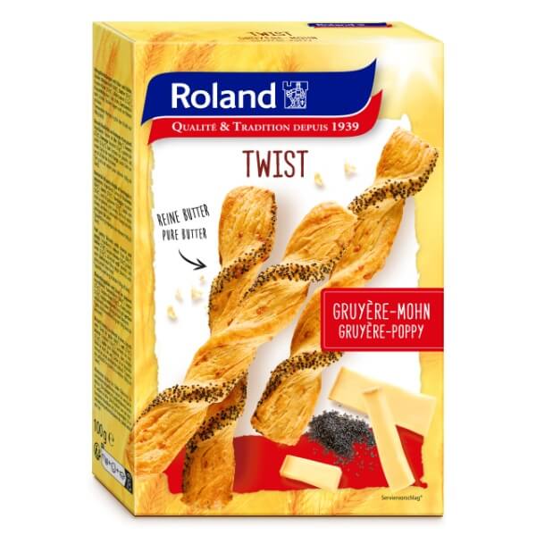 Roland Twist Käse-Mohn Blätterteigstangen - 100g