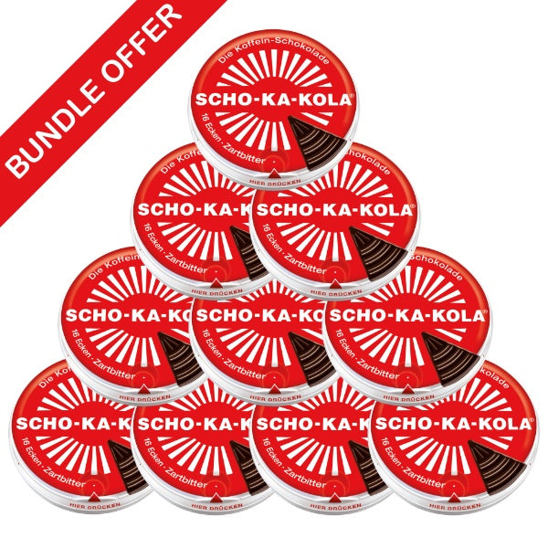 Scho-Ka-Kola Zartbitter Koffein Schokolade 10er Pack - 10 x 100g