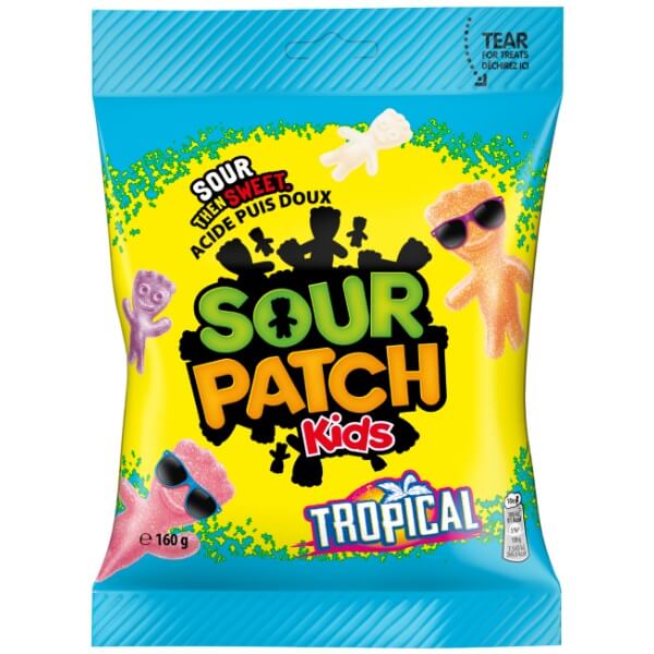 Sour Patch Kids Saure Frucht Gummibonbons Tropical im 160g Beutel