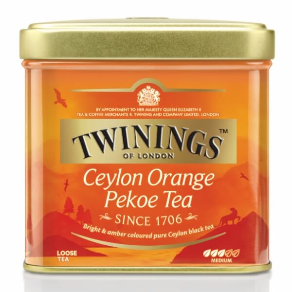 Twinings of London Schwarztee Ceylon Orange Pekoe Tea in der 100g Metalldose