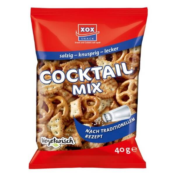 XOX Cocktailmix mit Laugenbrezeln und Crackern in der 40g Packung