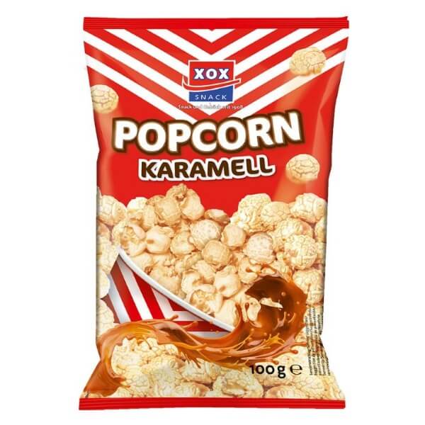 XOX Popcorn Karamell in der 100g Verpackung