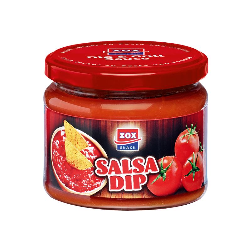 XOX Dip Salsa 300ml – Pikante Tomatensauce in einem Glas, ideal als Party-Dip für Chips, Gemüse und Tacos.