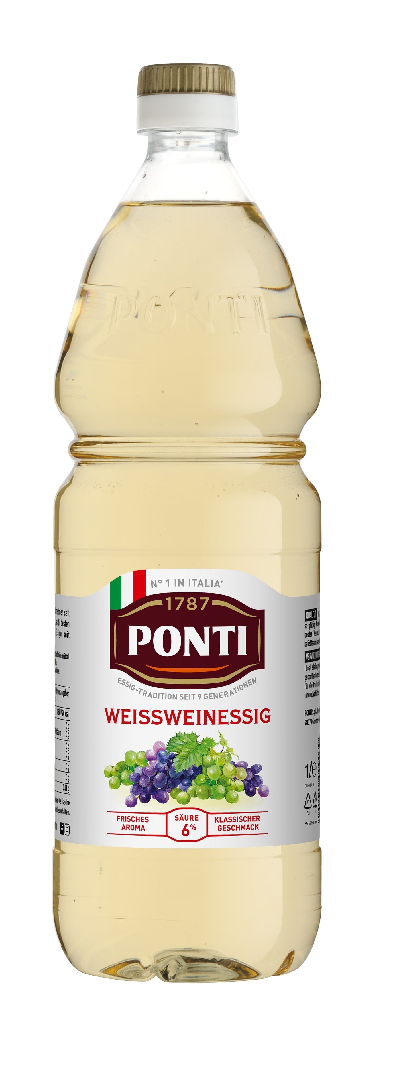 Ponti Italienischer Rot- oder Weissweinessig 1.000ml-PET-Flasche